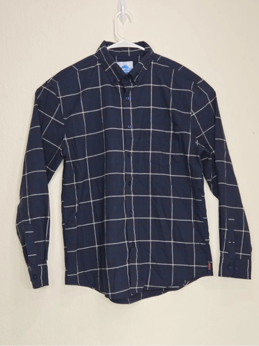 RSVLTS Barry Flanilow Borland Flannel Button Up Shirt Blue Size L Mens